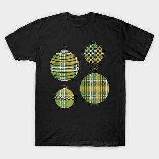 Green, Yellow and White Tartan Christmas Baubles T-Shirt